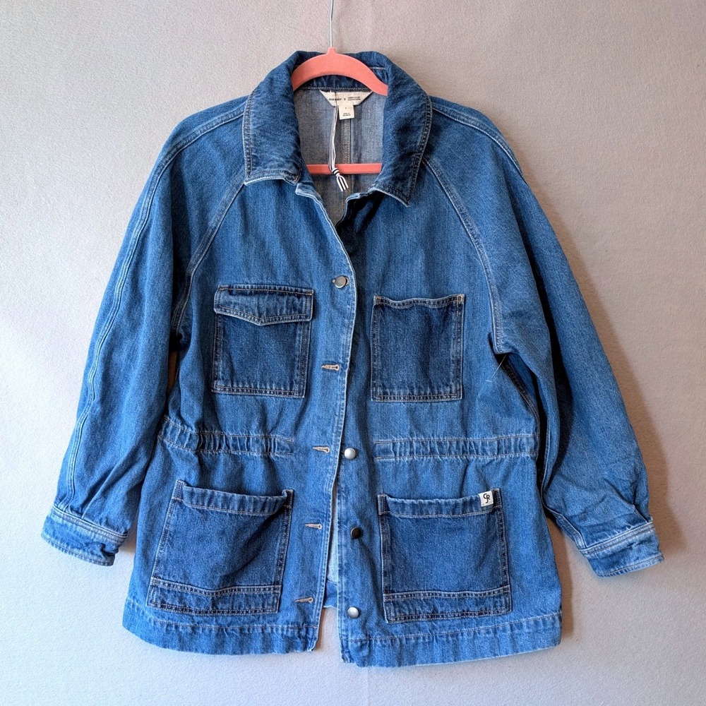 Old Navy x Christopher John Rogers Denim Chore Jacket Blue Utility Womens Large